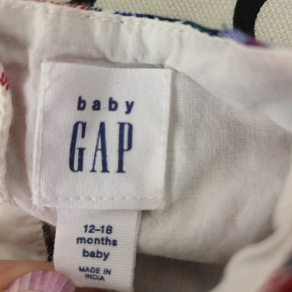 Baby Gap Cotton Plaid Long Sleeve Dress Size 12-18 Months
